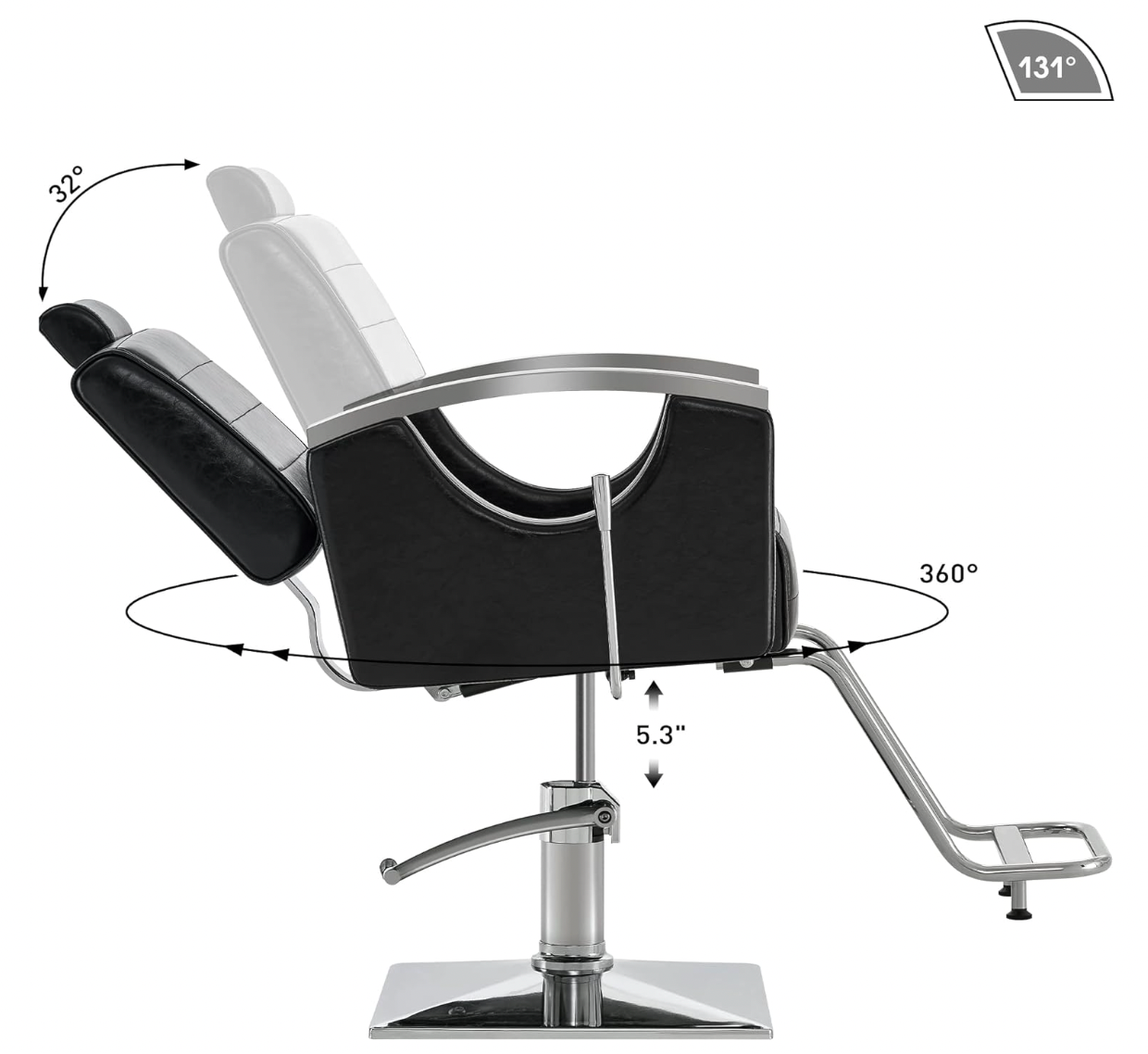 BarberPub Reclining Barber Chair