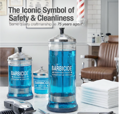 Barbicide Jar (Glass Disinfectant Jar)