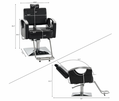 BarberPub Reclining Barber Chair